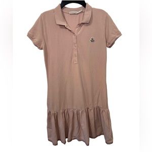 Auth Moncler Girls Light Pink Polo Style Ruffle Dress Sz 14